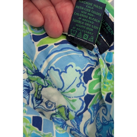 Lilly Pulitzer Green Cotton Everglades Shorts With Embroidered Lizards Size 34 - Picture 6 of 7